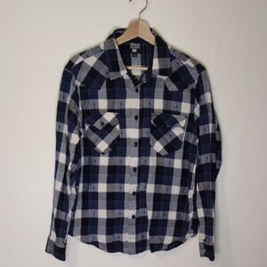 Frye Jacquard Flannel in Deep Night Sky Size S
